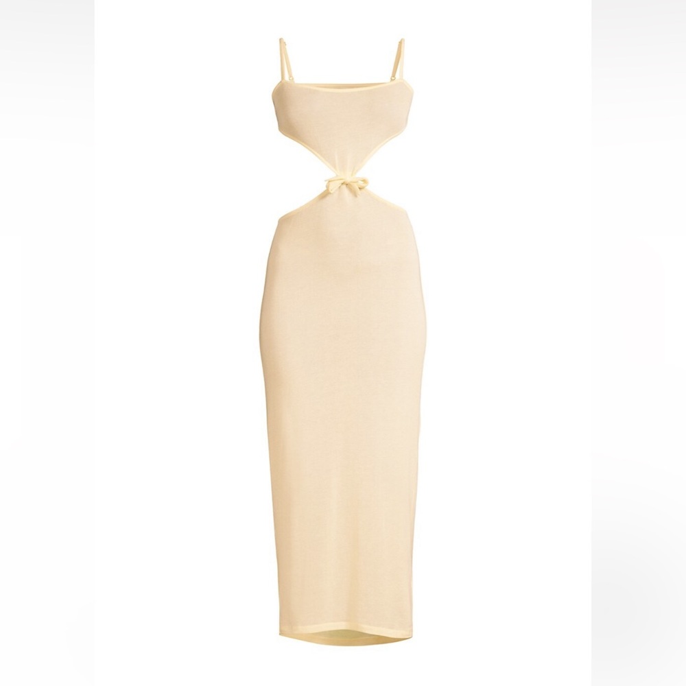 We wore what cut out sheer knit midi dress